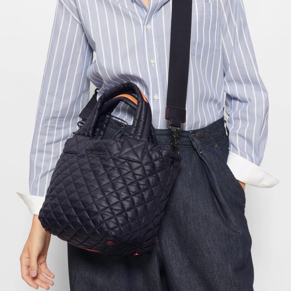 MZ Wallace Black Mini Metro Tote Deluxe Quilted Nylon Crossbody